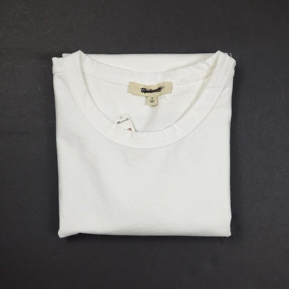 Madewell Cotton Perfect Crewneck Tee Women's Size XS Eyelet White Minimalist NWT - Picture 16 of 16